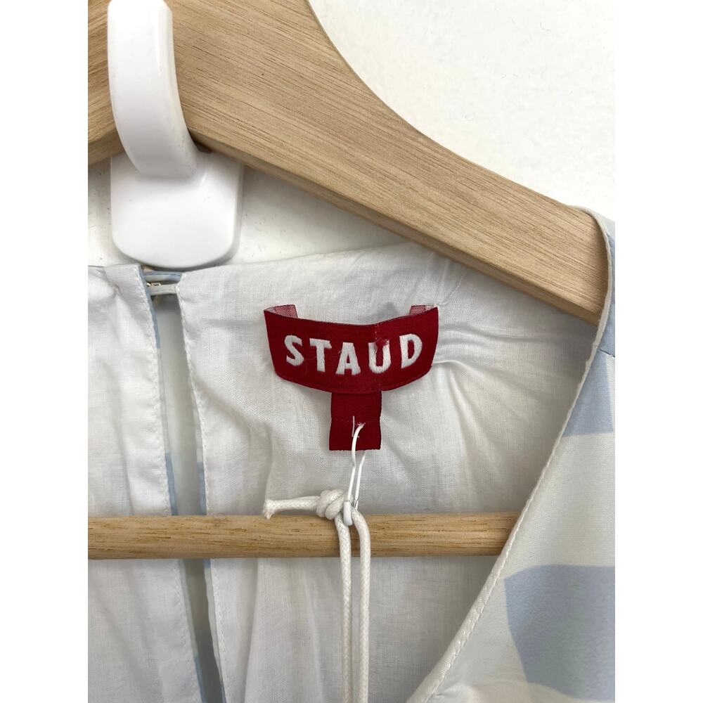 NWT Staud Blanche Midi Dress Blue Ombre Gingham Cut Out Open Back - Large - Picture 9 of 16